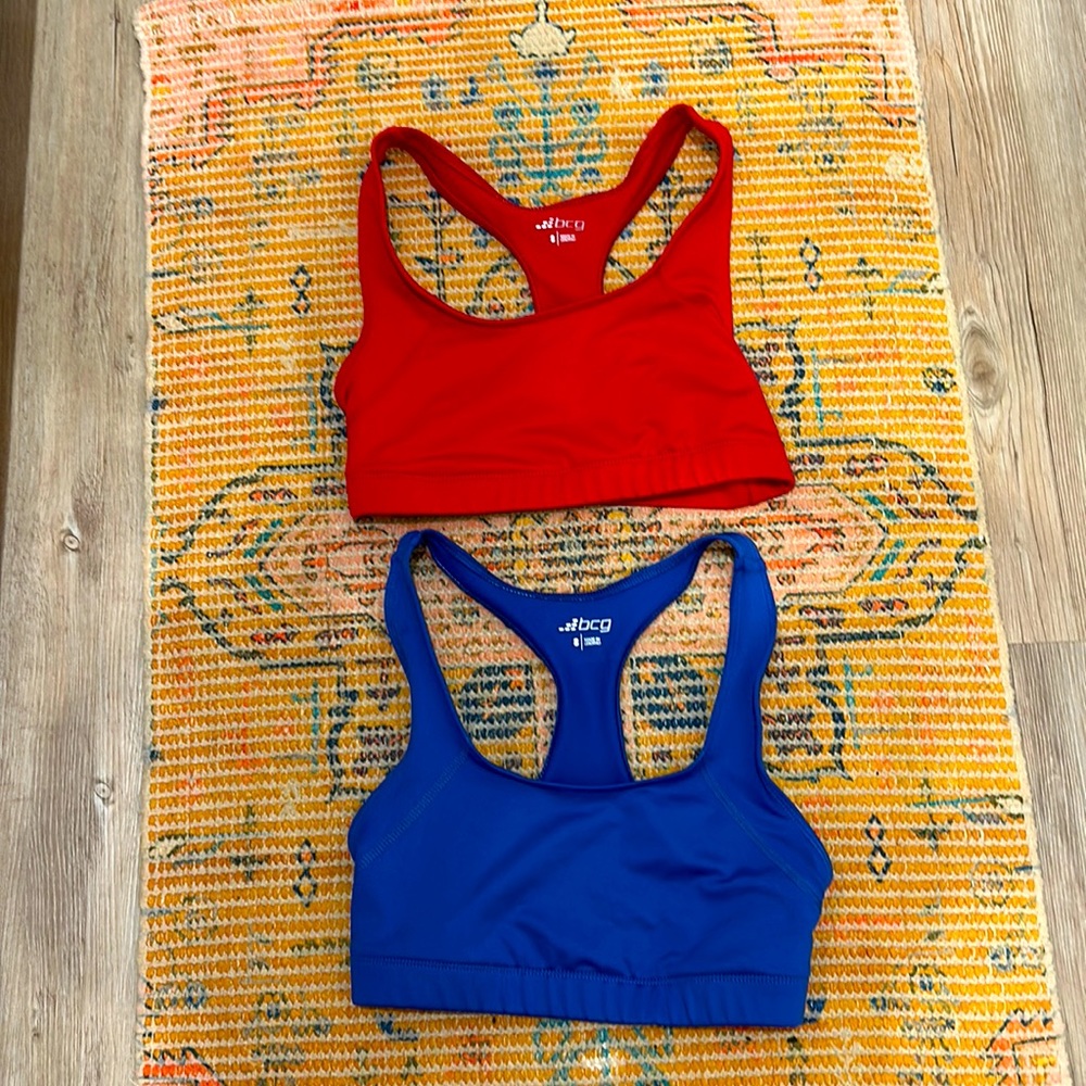 BCG Sports Bras, Set Of Two, Small, Blue And Red
